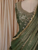 Moss Green Floral Sequins and Beads Embroidered Design Organza Bridesmaids Lehenga with Dupatta