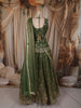 Moss Green Floral Sequins and Beads Embroidered Design Organza Bridesmaids Lehenga with Dupatta