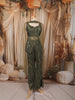 Moss Green Heavy Sequins and Beads Embroidered Design Net Palazzo Suit with Matching Choker Dupatta