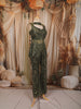 Moss Green Heavy Sequins and Beads Embroidered Design Net Palazzo Suit with Matching Choker Dupatta