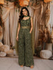 Moss Green Heavy Sequins and Beads Embroidered Design Net Palazzo Suit with Matching Choker Dupatta