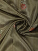 Moss Olive Green Solid Woven Design Pure Tussar Saree with Floral Scalloped Border