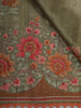 Moss Olive Green Solid Woven Design Pure Tussar Saree with Floral Scalloped Border