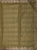 Moss Olive Green Striped Woven Design Pure Tussar Saree with Contrast Blouse