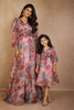 Pink Organza Party Wear Gowns for Mother & Daughter