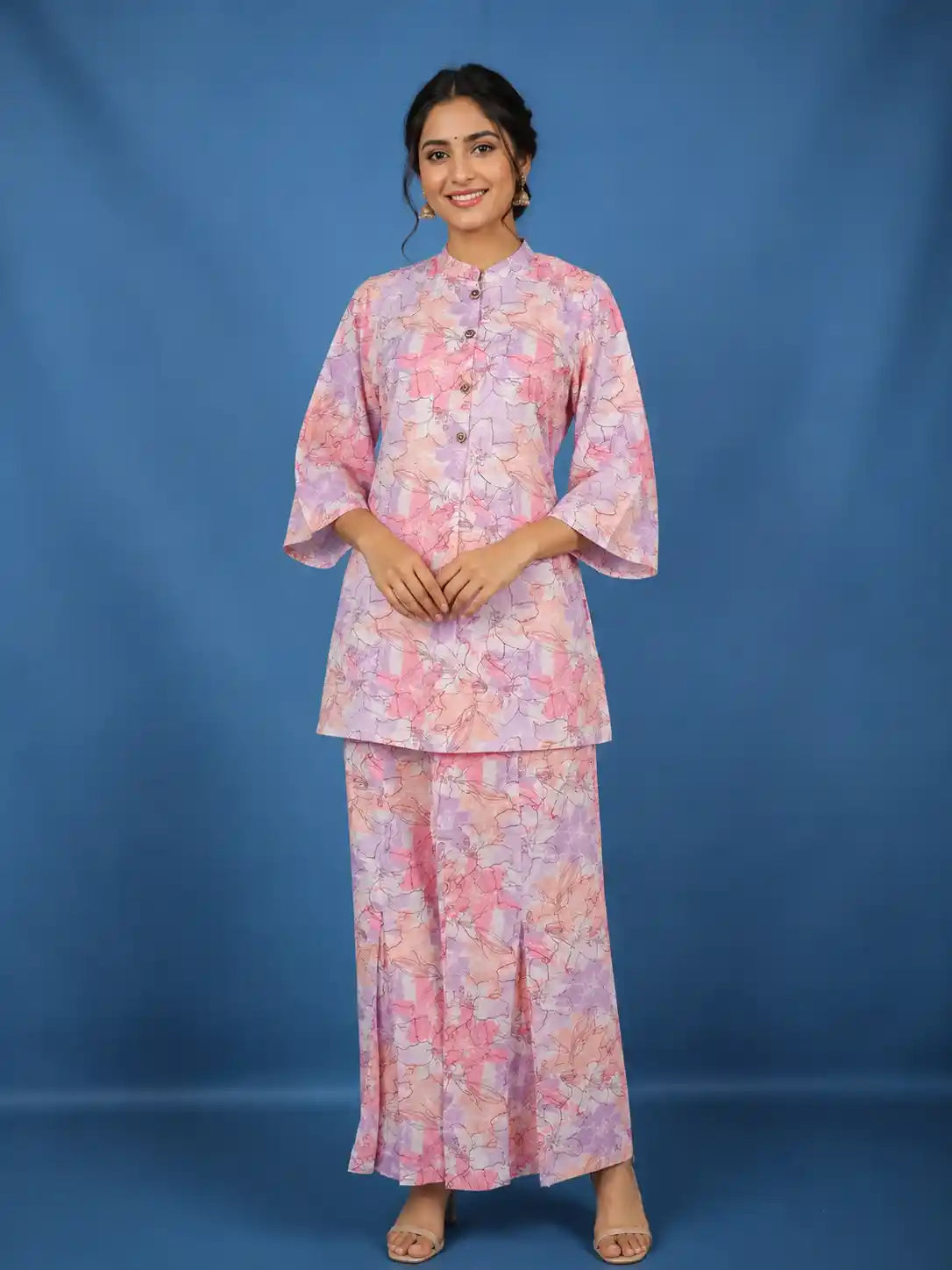 Multi-Color Floral Printed Cotton Co-Ord Set