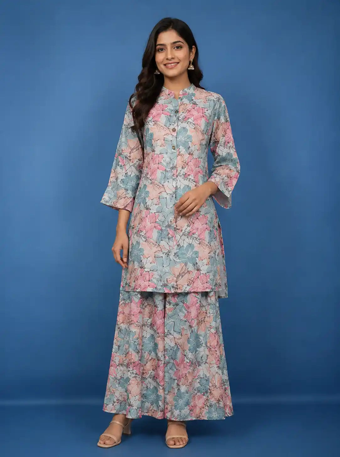 Multi-Color Floral Printed Cotton Co Ord Salwar Suit
