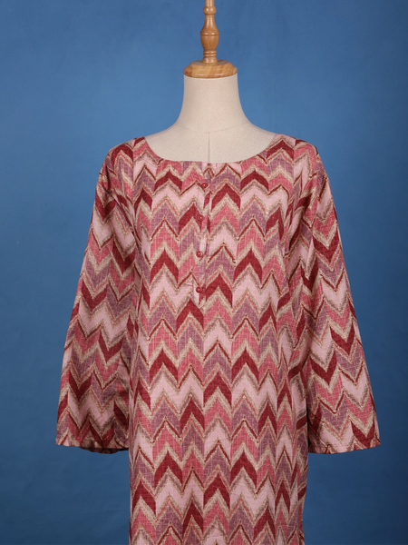 Multi-Color Zigzag Chevron Printed Cotton Kurti - Diadem