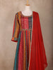 Multi Color Geometric Design Georgette Gown