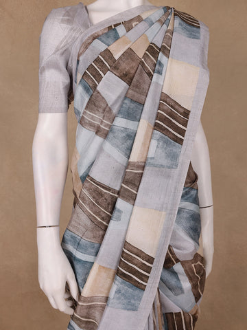 Multi Color Abstract Printed Semi Tussar Saree - Diadem