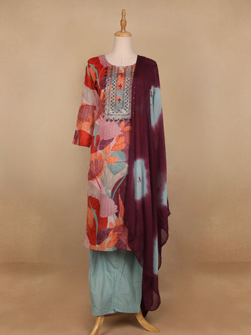 Multi Color Floral Designed Cotton Salwar Suit - Diadem