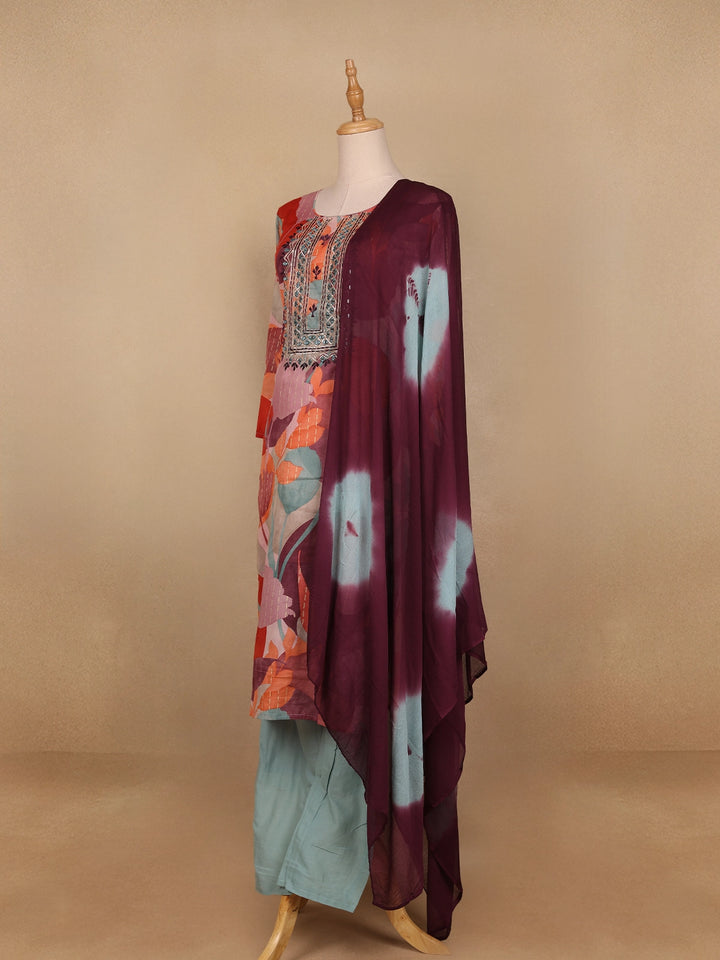 Multi Color Floral Designed Cotton Salwar Suit - Diadem