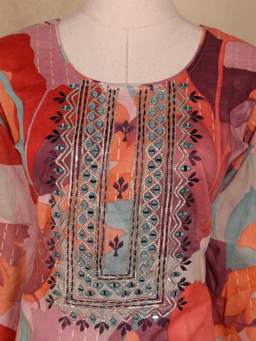 Multi Color Floral Designed Cotton Salwar Suit - Diadem