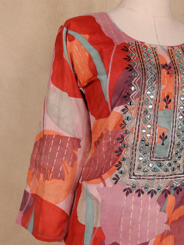Multi Color Floral Designed Cotton Salwar Suit - Diadem