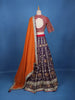 Multi Color Floral Embroidered Designer Lehenga with Orange Dupatta