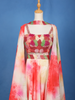 Multi Color Satin Lehenga Embellished with Stonework Paired with Dupatta