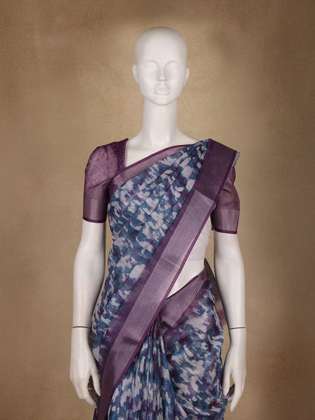 Multicolor Abstract Printed Cotton Saree - Diadem