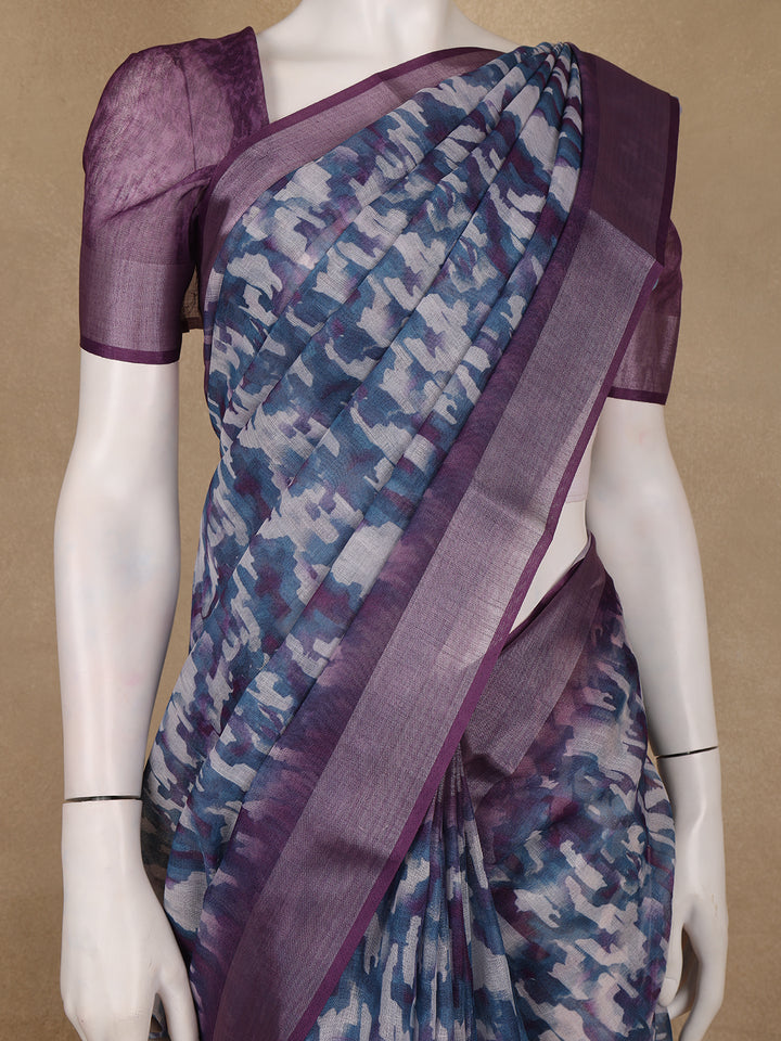 Multicolor Abstract Printed Cotton Saree - Diadem