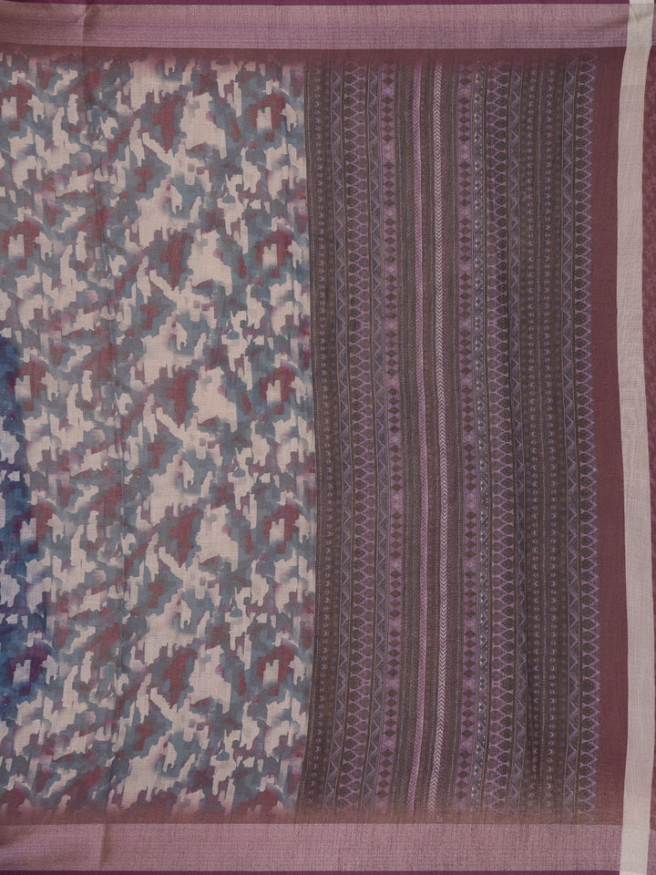 Multicolor Abstract Printed Cotton Saree - Diadem