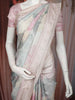 Multicolor Abstract Printed Design Tussar Saree with Embroidered Lace Border