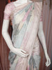 Multicolor Abstract Printed Design Tussar Saree with Embroidered Lace Border