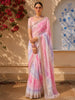 Multicolor Abstract Woven Design Pure Tussar Saree with Contrast Stripes Border