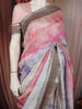 Multicolor Abstract Woven Design Pure Tussar Saree with Contrast Stripes Border