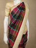 Multicolor Checked Woven Design Pure Kanchipuram Silk Saree with Contrast Border