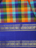 Multicolor Checked Woven Design Pure Kanchipuram Silk Saree with Contrast Zari Border