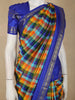 Multicolor Checked Woven Design Pure Kanchipuram Silk Saree with Contrast Zari Border
