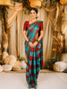 Multicolor Checked Woven Design Pure Kanchipuram Silk Saree with Zari Border