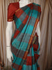 Multicolor Checked Woven Design Pure Kanchipuram Silk Saree with Zari Border