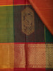 Multicolor Checked Woven Design Pure Kanchipuram Silk Saree with Zari Woven Border