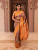 Multicolor Checked Zari Woven Design Art Silk Traditional Wear Saree with Contrast Mustard Double Zari Border