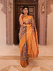 Multicolor Checked Zari Woven Design Art Silk Traditional Wear Saree with Contrast Mustard Double Zari Border