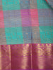 Multicolor Checked Zari Woven Design Pure Kanchipuram Silk Saree with Contrast Zari Border