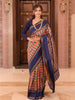 Multicolor Checked Zari Woven Design Art Silk Traditional Wear Saree with Contrast Double Zari Border
