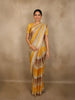 Multicolor Chevron Pattern Design Pure Organza Saree with Self Border