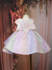Multicolor Flared Design Organza Party Frock With Oversized Floral Bow