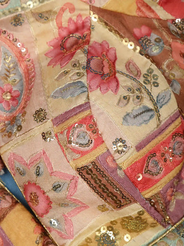 Multicolor Floral Design Silk Readymade Blouse - Diadem
