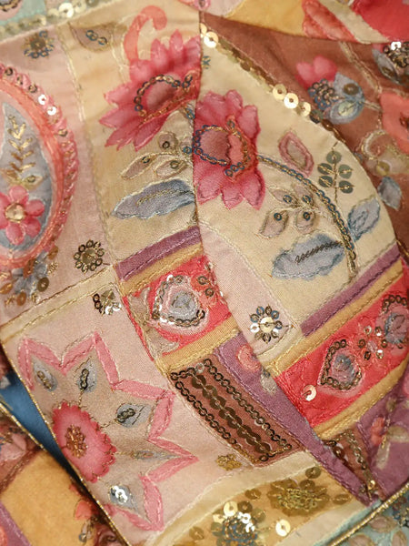 Multicolor Floral Design Silk Readymade Blouse - Diadem
