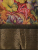 Multicolor Floral Printed Design Crepe Silk Casual Wear Saree with Contrast Zari Border