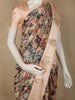 Multicolor Floral Printed Design Pure Crepe Silk Saree with Contrast Border