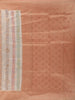 Multicolor Stripes and Floral Woven Banarasi Silk Saree with Contrast Peach Zari Border