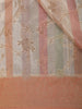 Multicolor Stripes and Floral Woven Banarasi Silk Saree with Contrast Peach Zari Border