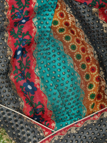 Multicolor Geometric Design Silk Readymade Blouse - Diadem