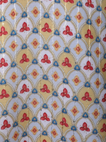 Multicolor Geometric Floral Printed Cotton Kurta - Diadem