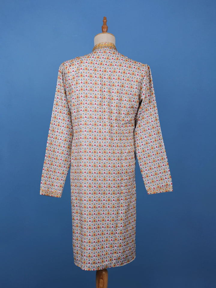 Multicolor Geometric Floral Printed Cotton Kurta - Diadem