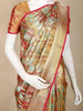 Multicolor Geometric Woven Design Pure Kanchipuram Silk Saree with Contrast Pink Border