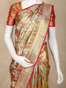 Multicolor Geometric Woven Design Pure Kanchipuram Silk Saree with Contrast Pink Border